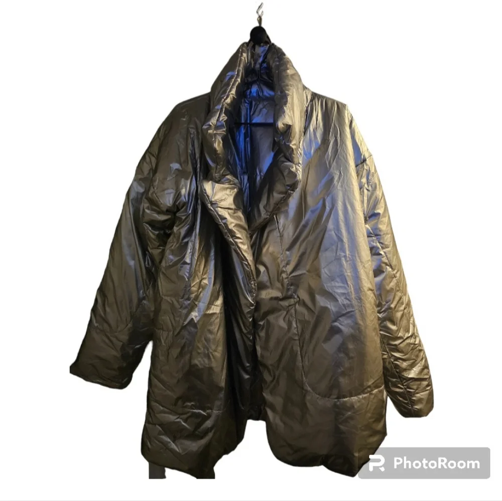Sold out Silver Norma Kamali Sleeping Bag coat S/M - Picture 2 of 4